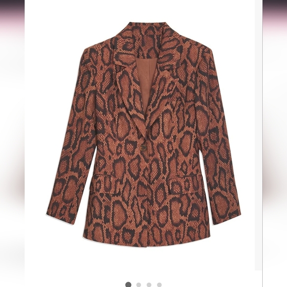 WeWoreWhat Shaped Long Blazer in Brown Snakeskin - Picture 2 of 4